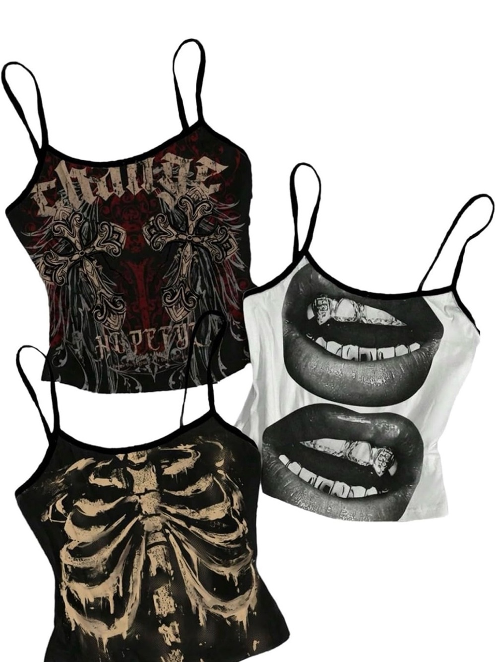 Women’s Graphic Spaghetti Strap Tank Top - Black & White